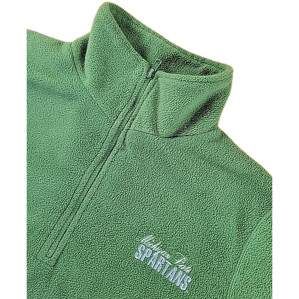 Michigan State Spartans 1/4 Zip Fleece Pullover Sweatshirt Sweater‎ LARGE MSU